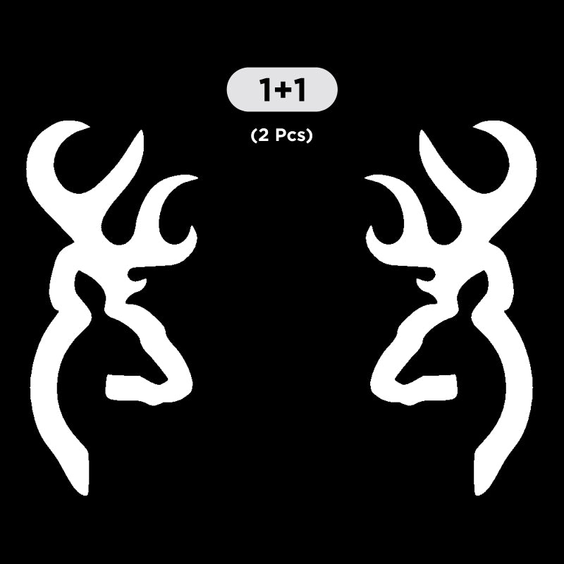 Deer Head Decal - 2 Pcs Facing Opposite Sides | Wildlife Hunting Vinyl Sticker | Aarna Kraft Canada - White