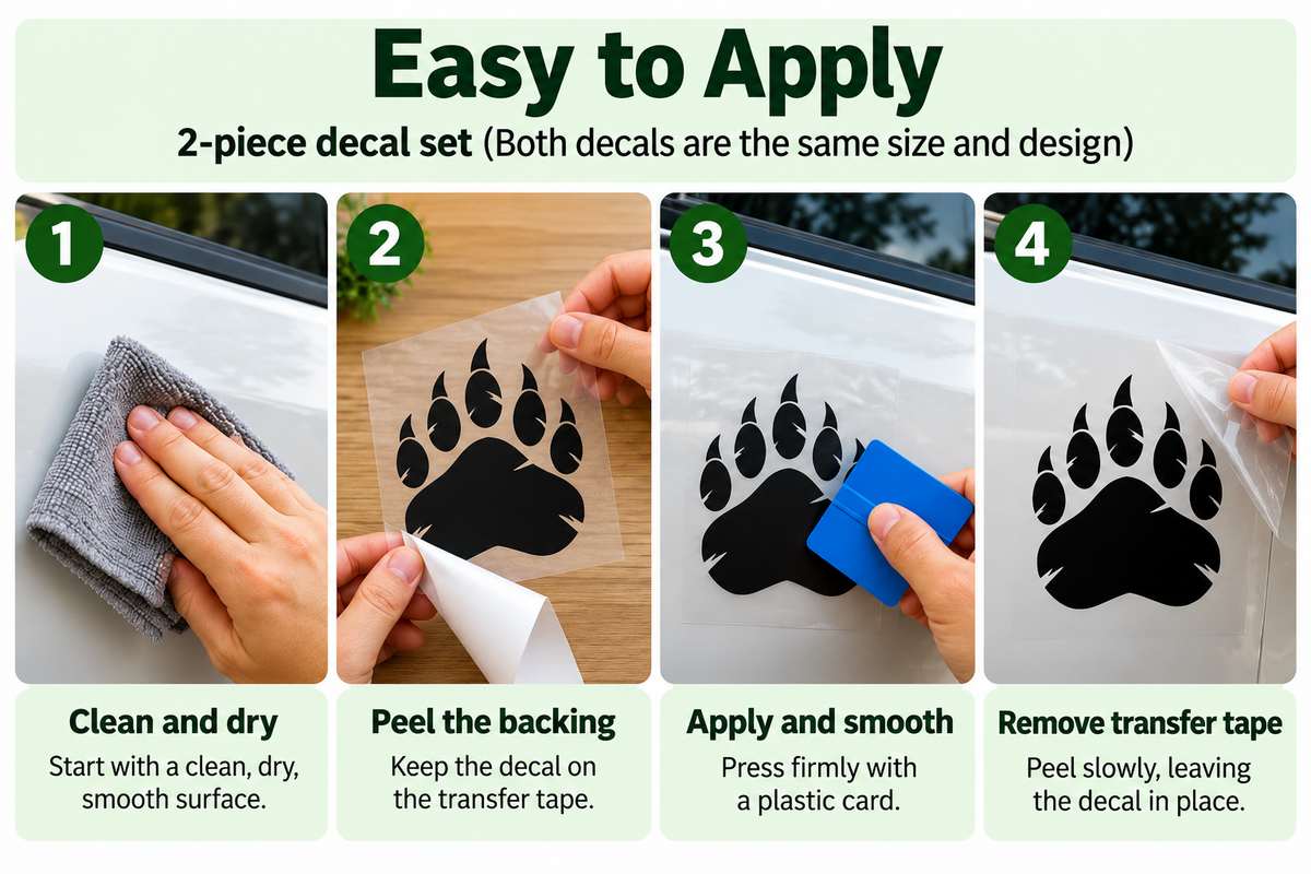 Grizzly Bear Claw Decal – 2 Pack | Bear Paw Print Vinyl Stickers