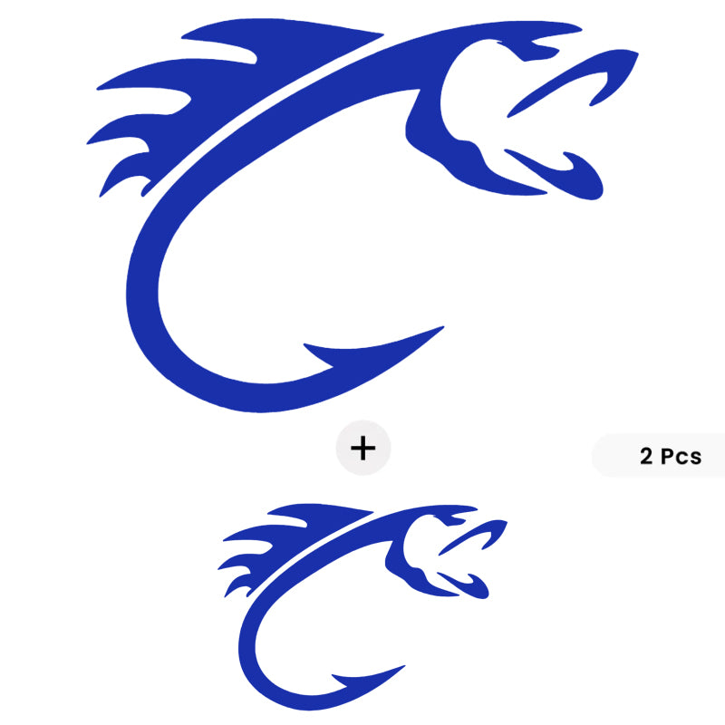 Fish Hook Vinyl Decal Set with Bonus Mini Piece | Fishing Car & Boat Sticker | Aarna Kraft Canada - Blue