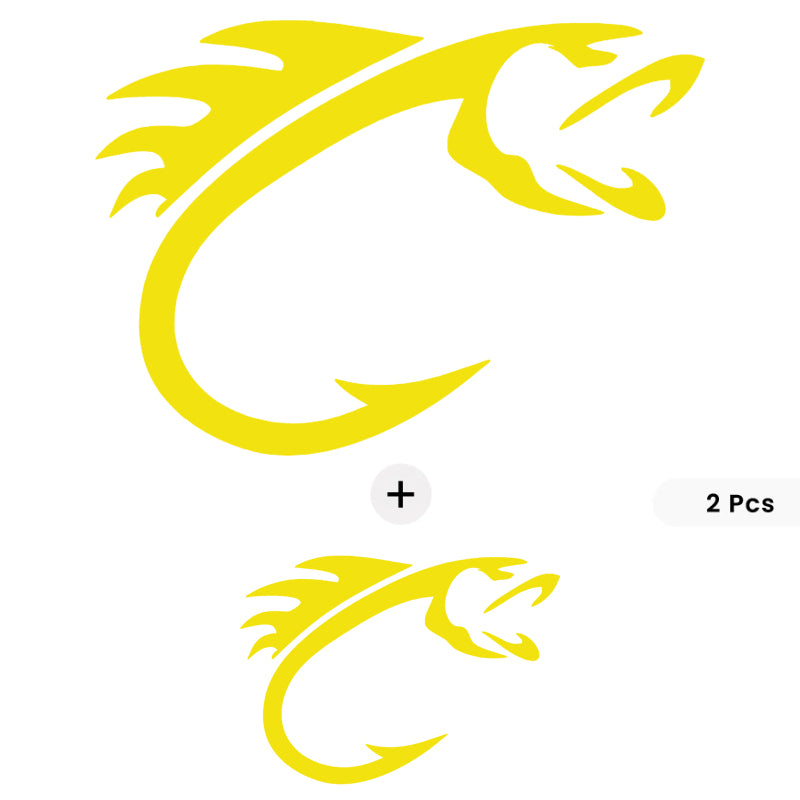 Fish Hook Vinyl Decal Set with Bonus Mini Piece | Fishing Car & Boat Sticker | Aarna Kraft Canada - Brimstone Yellow
