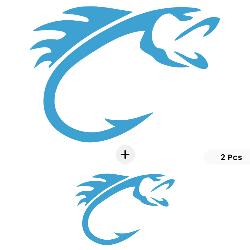 Fish Hook Vinyl Decal Set with Bonus Mini Piece | Fishing Car & Boat Sticker | Aarna Kraft Canada - Light Blue