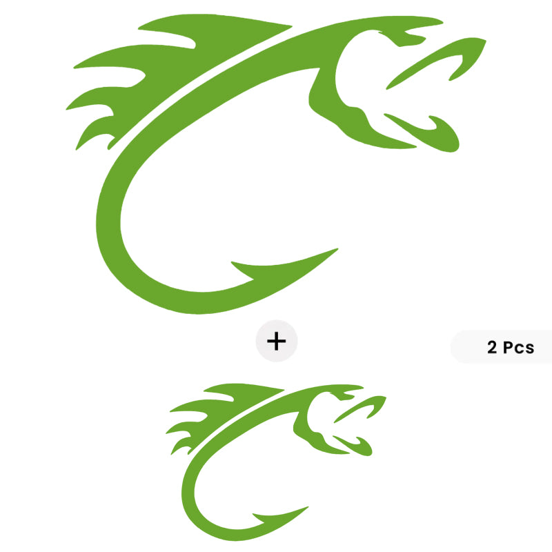 Fish Hook Vinyl Decal Set with Bonus Mini Piece | Fishing Car & Boat Sticker | Aarna Kraft Canada - Lime Green