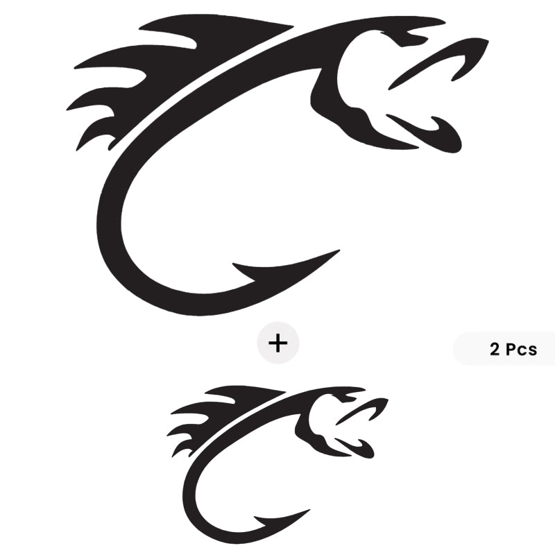 Fish Hook Vinyl Decal Set with Bonus Mini Piece | Fishing Car & Boat Sticker | Aarna Kraft Canada - Matte Black