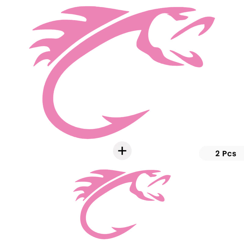 Fish Hook Vinyl Decal Set with Bonus Mini Piece | Fishing Car & Boat Sticker | Aarna Kraft Canada - Pink