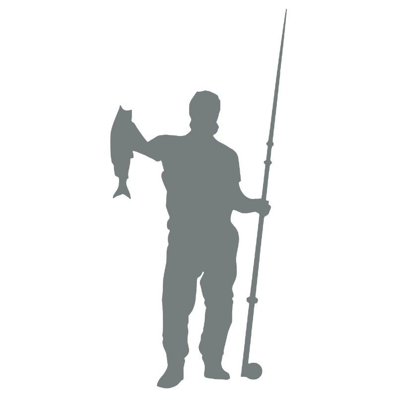 Fisherman Silhouette Vinyl Decal | Fishing Car & Truck Sticker | Aarna Kraft Canada - Grey