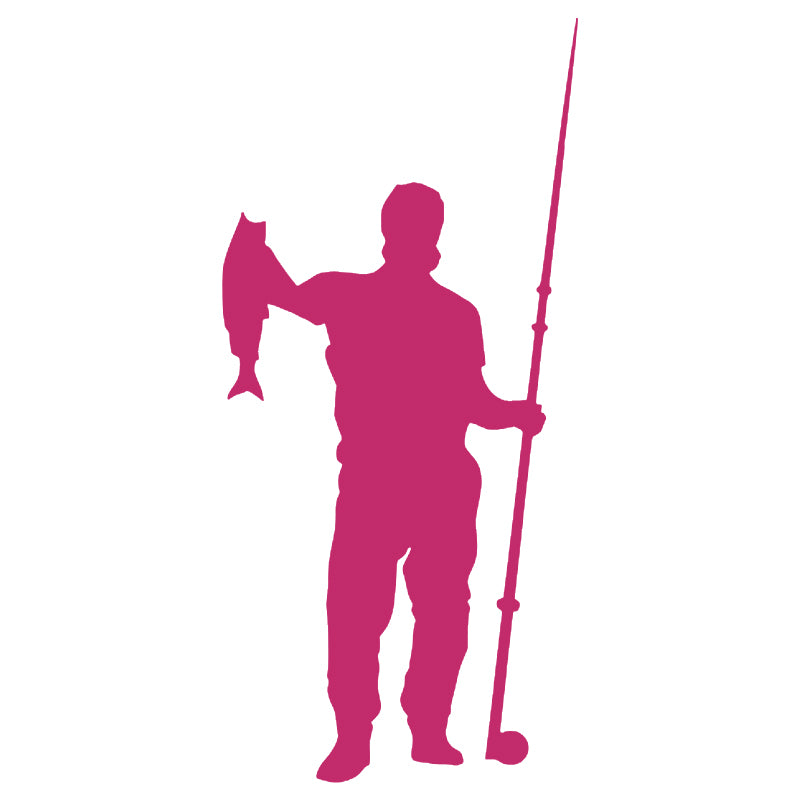 Fisherman Silhouette Vinyl Decal | Fishing Car & Truck Sticker | Aarna Kraft Canada - Hot Pink