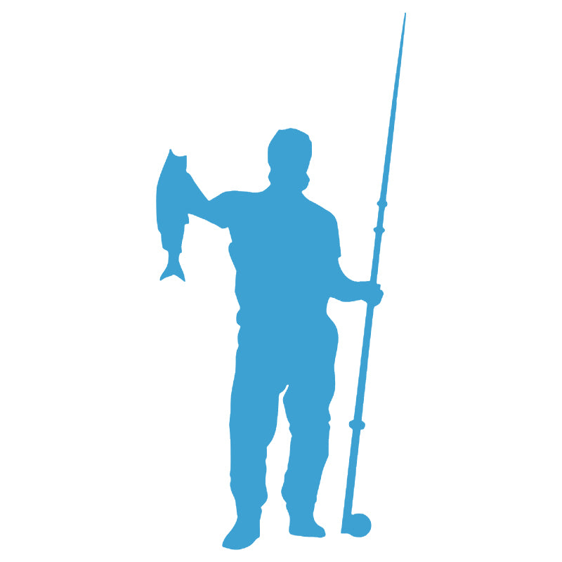 Fisherman Silhouette Vinyl Decal | Fishing Car & Truck Sticker | Aarna Kraft Canada - Light Blue