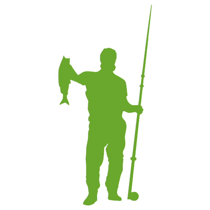 Fisherman Silhouette Vinyl Decal | Fishing Car & Truck Sticker | Aarna Kraft Canada - Lime Green