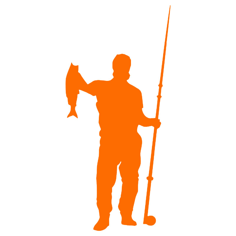 Fisherman Silhouette Vinyl Decal | Fishing Car & Truck Sticker | Aarna Kraft Canada - Orange
