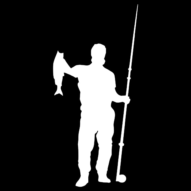 Fisherman Silhouette Vinyl Decal | Fishing Car & Truck Sticker | Aarna Kraft Canada - White