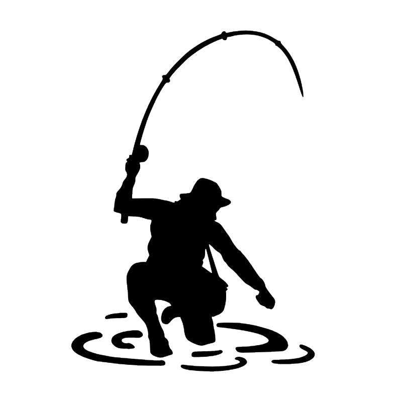 Fisherman Trout Fish Vinyl Decal | Fishing Car & Truck Sticker | Aarna Kraft Canada - Black