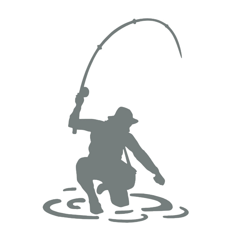 Fisherman Trout Fish Vinyl Decal | Fishing Car & Truck Sticker | Aarna Kraft Canada - Grey