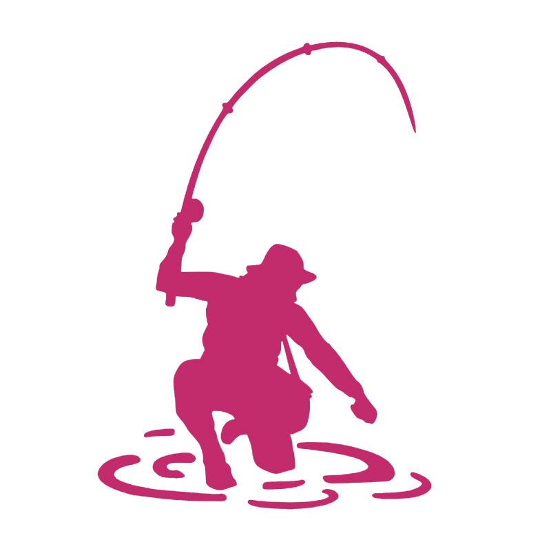 Fisherman Trout Fish Vinyl Decal | Fishing Car & Truck Sticker | Aarna Kraft Canada - Hot Pink