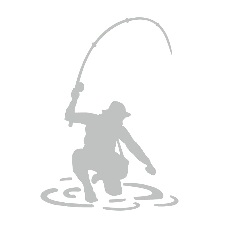 Fisherman Trout Fish Vinyl Decal | Fishing Car & Truck Sticker | Aarna Kraft Canada - Light Grey