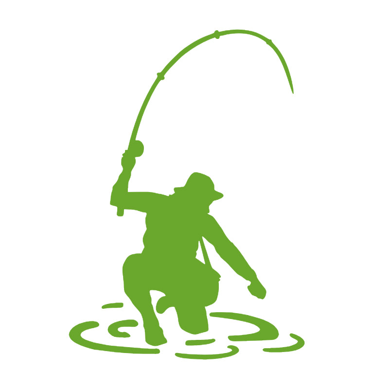 Fisherman Trout Fish Vinyl Decal | Fishing Car & Truck Sticker | Aarna Kraft Canada - Lime Green