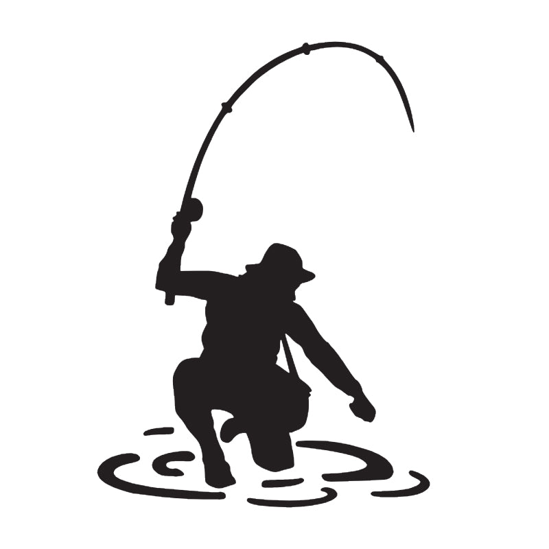 Fisherman Trout Fish Vinyl Decal | Fishing Car & Truck Sticker | Aarna Kraft Canada - Matte Black