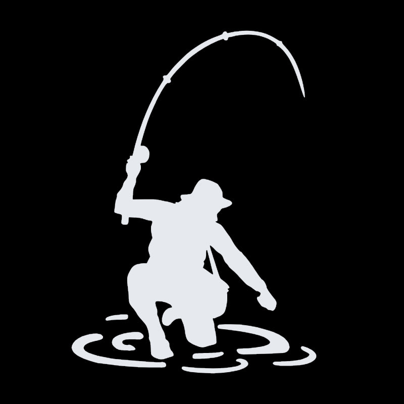 Fisherman Trout Fish Vinyl Decal | Fishing Car & Truck Sticker | Aarna Kraft Canada - Matte White