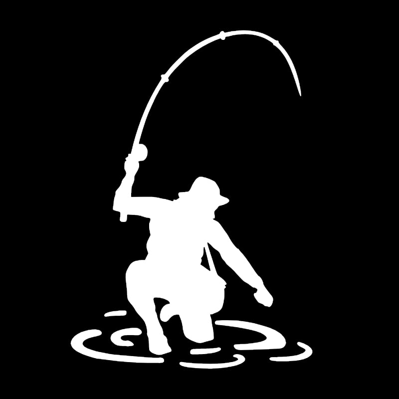 Fisherman Trout Fish Vinyl Decal | Fishing Car & Truck Sticker | Aarna Kraft Canada - White