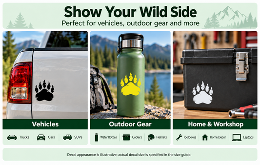 Grizzly Bear Claw Decal – 2 Pack | Bear Paw Print Vinyl Stickers