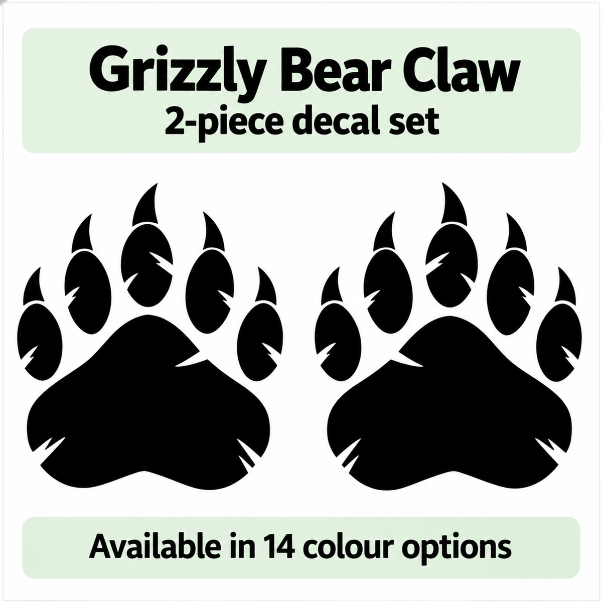 Grizzly Bear Claw Decal – 2 Pack | Bear Paw Print Vinyl Stickers