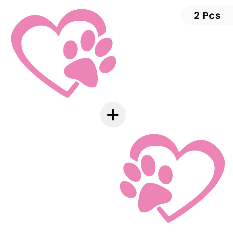 Heart & Dog Paw Vinyl Decal 2-Pack | Dog Lover Car Sticker | Aarna Kraft Canada - Baby Pink