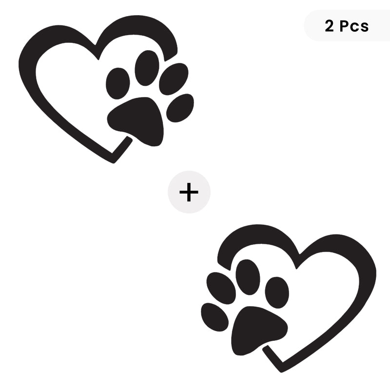 Heart & Dog Paw Vinyl Decal 2-Pack | Dog Lover Car Sticker | Aarna Kraft Canada - Black