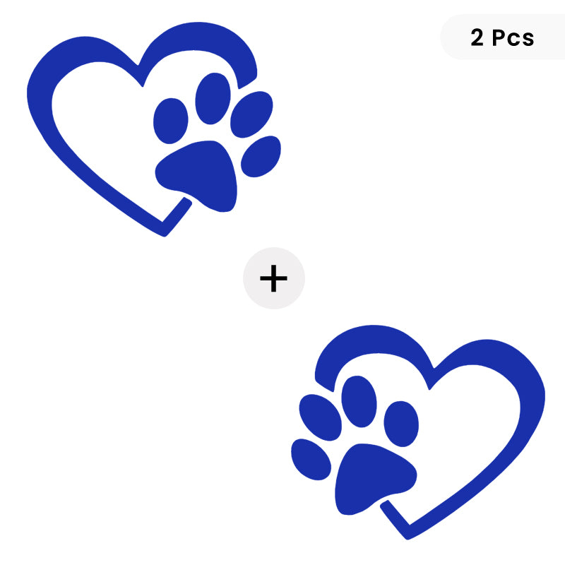 Heart & Dog Paw Vinyl Decal 2-Pack | Dog Lover Car Sticker | Aarna Kraft Canada - Blue