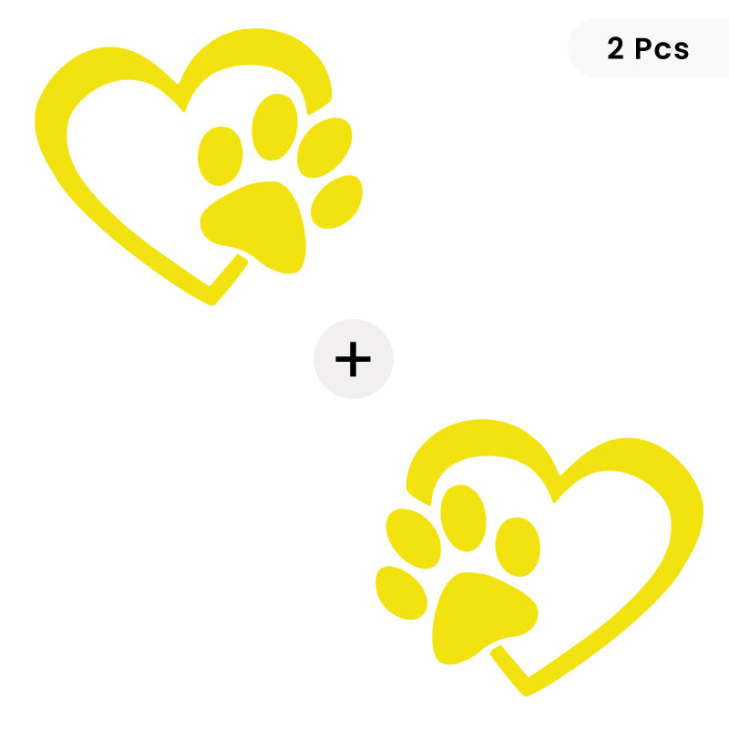 Heart & Dog Paw Vinyl Decal 2-Pack | Dog Lover Car Sticker | Aarna Kraft Canada - Brimstone Yellow