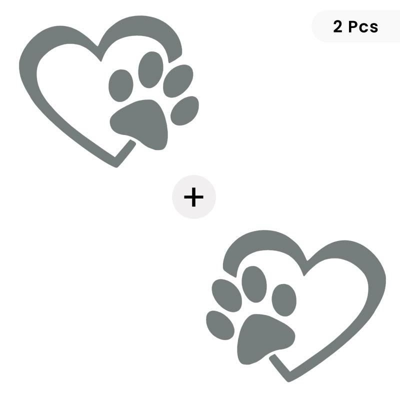 Heart & Dog Paw Vinyl Decal 2-Pack | Dog Lover Car Sticker | Aarna Kraft Canada - Grey