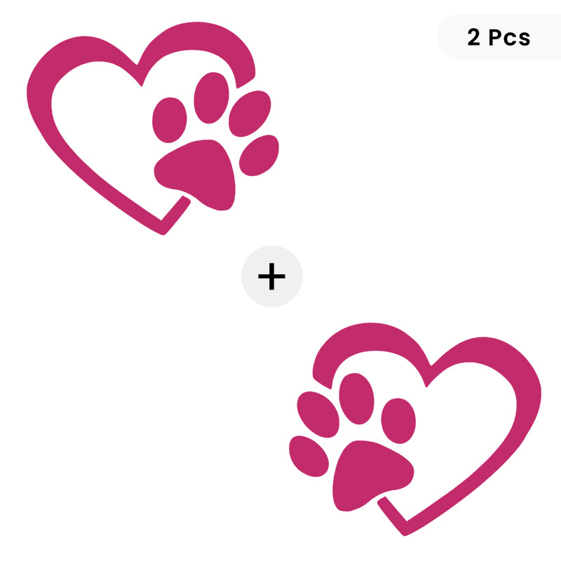 Heart & Dog Paw Vinyl Decal 2-Pack | Dog Lover Car Sticker | Aarna Kraft Canada - Hot Pink