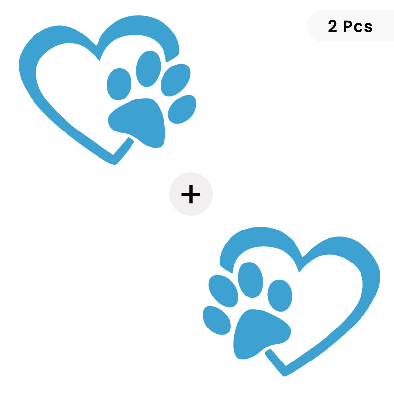 Heart & Dog Paw Vinyl Decal 2-Pack | Dog Lover Car Sticker | Aarna Kraft Canada - Light Blue