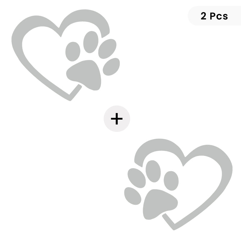 Heart & Dog Paw Vinyl Decal 2-Pack | Dog Lover Car Sticker | Aarna Kraft Canada - Light Grey