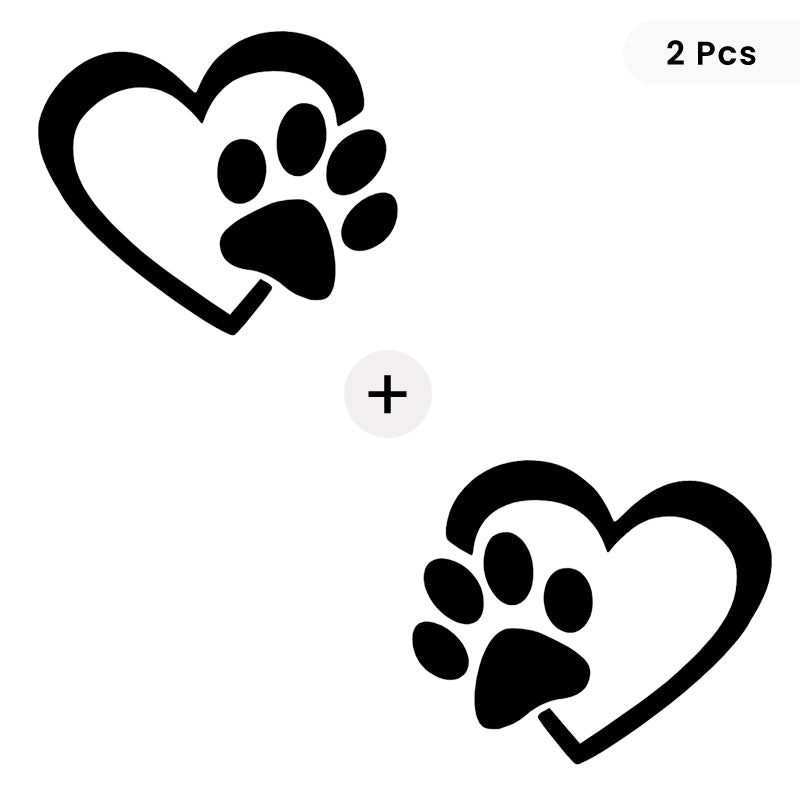 Heart & Dog Paw Vinyl Decal 2-Pack | Dog Lover Car Sticker | Aarna Kraft Canada - Matte Black