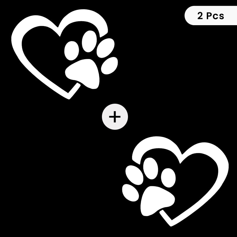Heart & Dog Paw Vinyl Decal 2-Pack | Dog Lover Car Sticker | Aarna Kraft Canada - Matte White