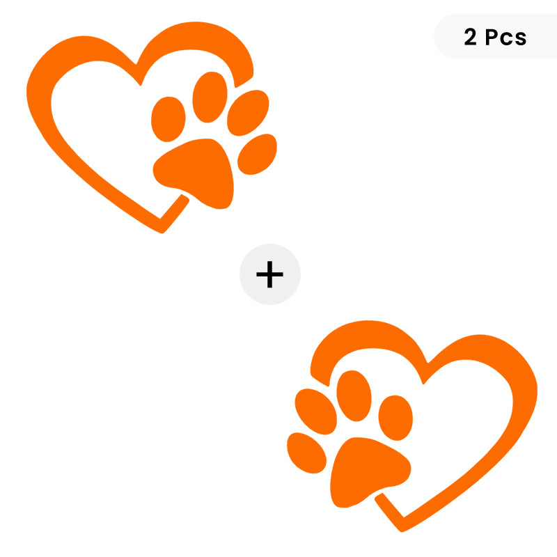 Heart & Dog Paw Vinyl Decal 2-Pack | Dog Lover Car Sticker | Aarna Kraft Canada - Orange