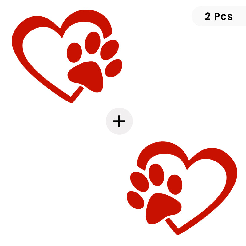 Heart & Dog Paw Vinyl Decal 2-Pack | Dog Lover Car Sticker | Aarna Kraft Canada - Red