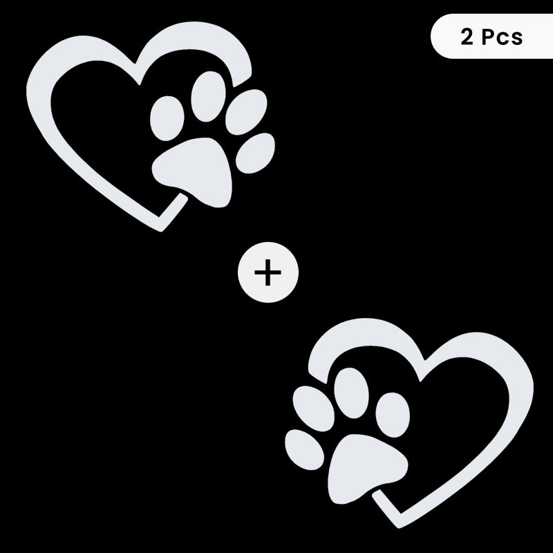 Heart & Dog Paw Vinyl Decal 2-Pack | Dog Lover Car Sticker | Aarna Kraft Canada - White