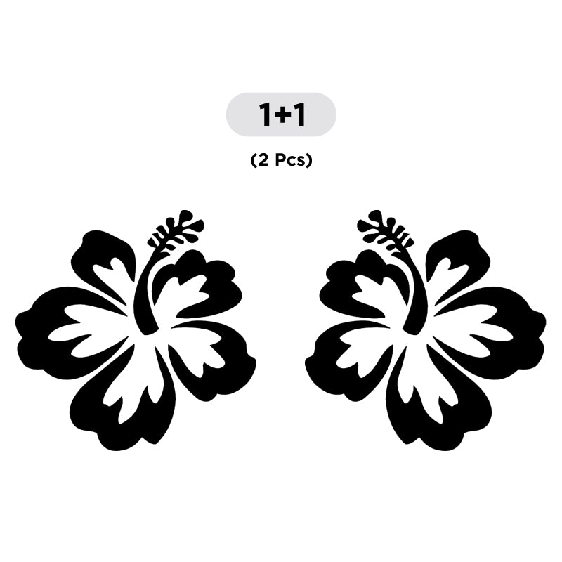 Hibiscus Flower Decal - Aloha Hawaii Pair | Vinyl Sticker | Aarna Kraft Canada Black