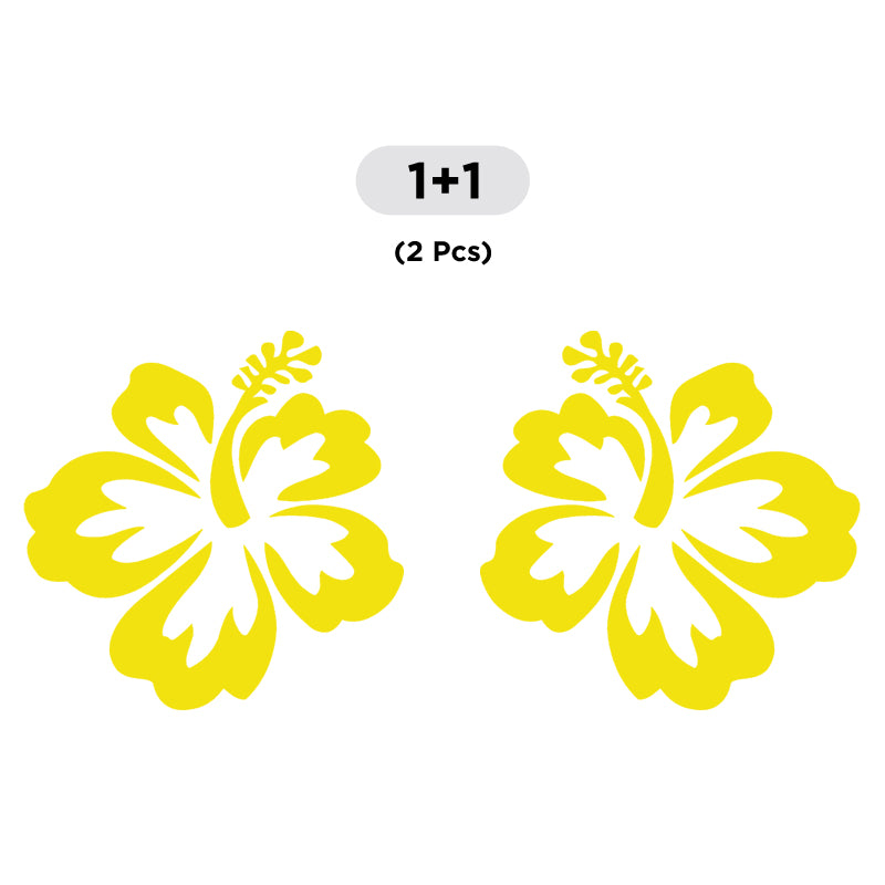 Hibiscus Flower Decal - Aloha Hawaii Pair | Vinyl Sticker | Aarna Kraft Canada Brimstone Yellow