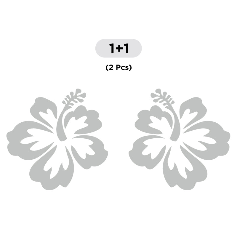 Hibiscus Flower Decal - Aloha Hawaii Pair | Vinyl Sticker | Aarna Kraft Canada Light Grey