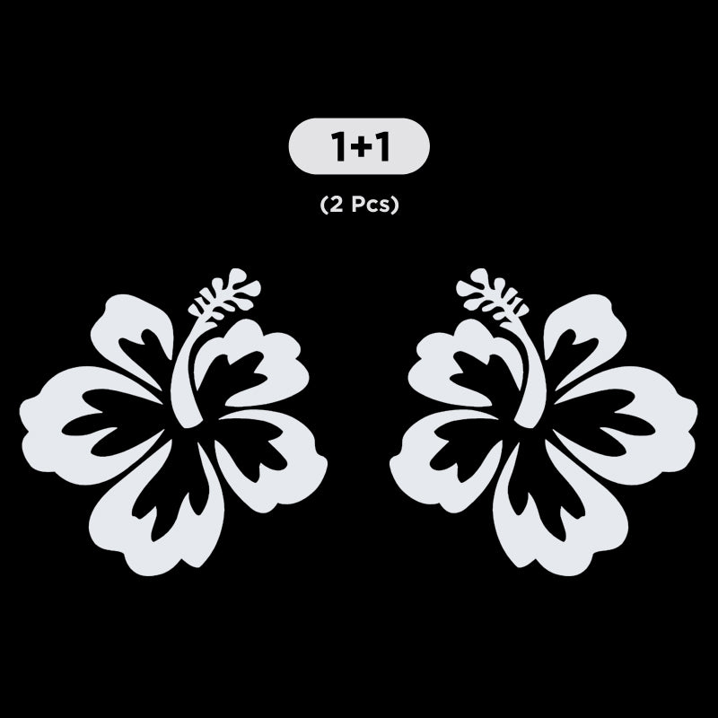 Hibiscus Flower Decal - Aloha Hawaii Pair | Vinyl Sticker | Aarna Kraft Canada Matte White