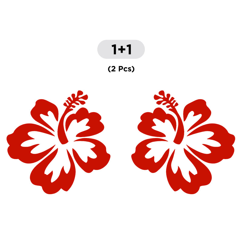 Hibiscus Flower Decal - Aloha Hawaii Pair | Vinyl Sticker | Aarna Kraft Canada Red