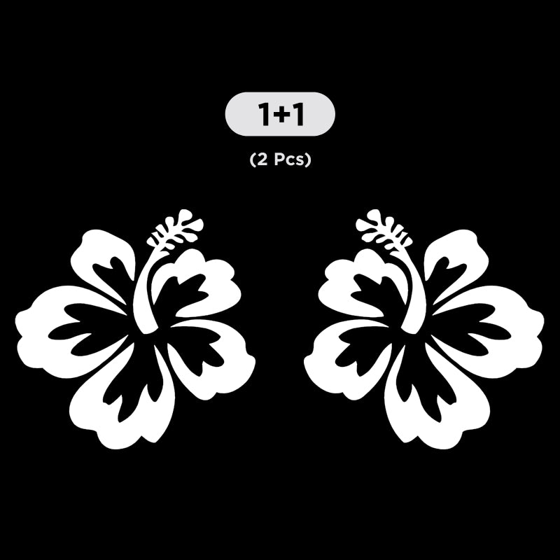 Hibiscus Flower Decal - Aloha Hawaii Pair | Vinyl Sticker | Aarna Kraft Canada White