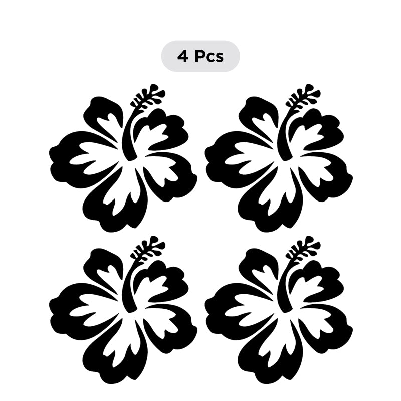 Hibiscus Flower Decal - Aloha Hawaii Set of 4 | Vinyl Sticker | Aarna Kraft Canada Black