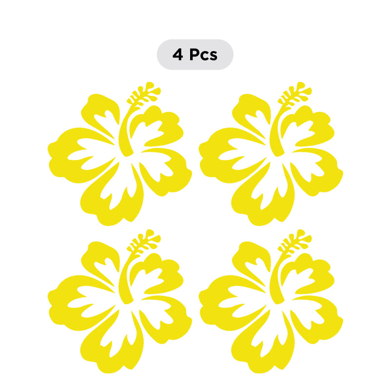 Hibiscus Flower Decal - Aloha Hawaii Set of 4 | Vinyl Sticker | Aarna Kraft Canada Brimstone Yellow