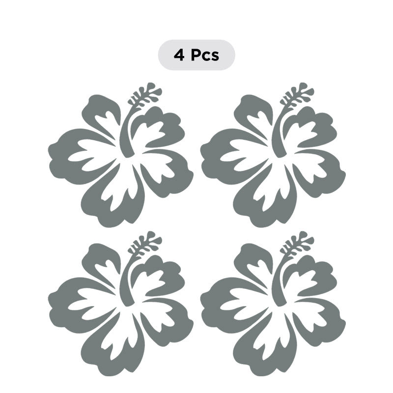 Hibiscus Flower Decal - Aloha Hawaii Set of 4 | Vinyl Sticker | Aarna Kraft Canada Grey