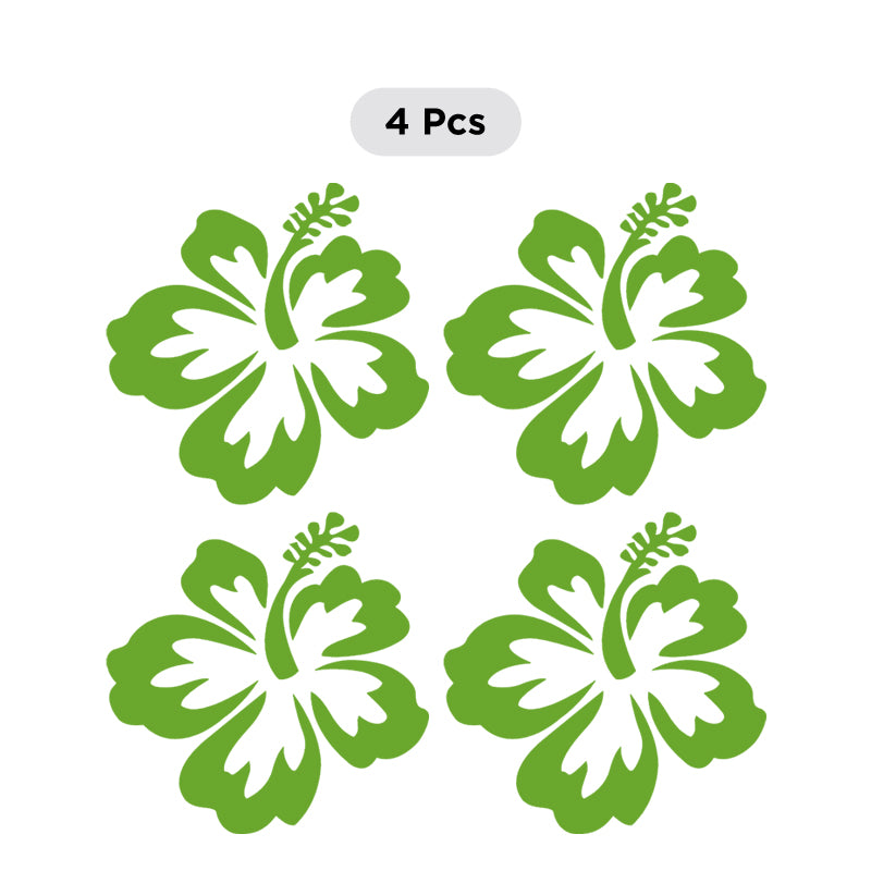 Hibiscus Flower Decal - Aloha Hawaii Set of 4 | Vinyl Sticker | Aarna Kraft Canada Lime Green