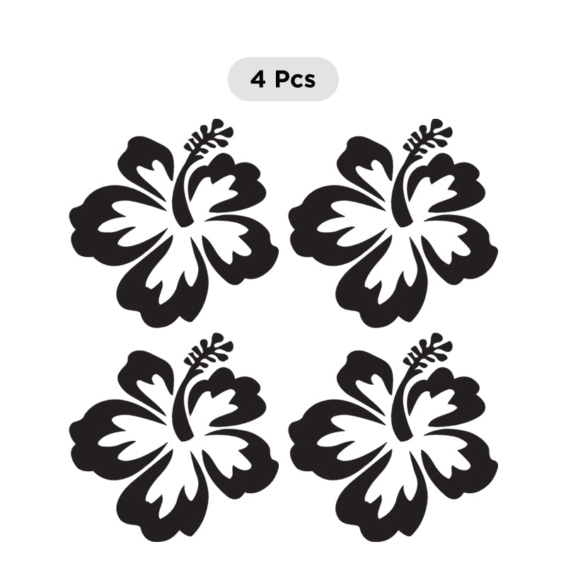 Hibiscus Flower Decal - Aloha Hawaii Set of 4 | Vinyl Sticker | Aarna Kraft Canada Matte Black