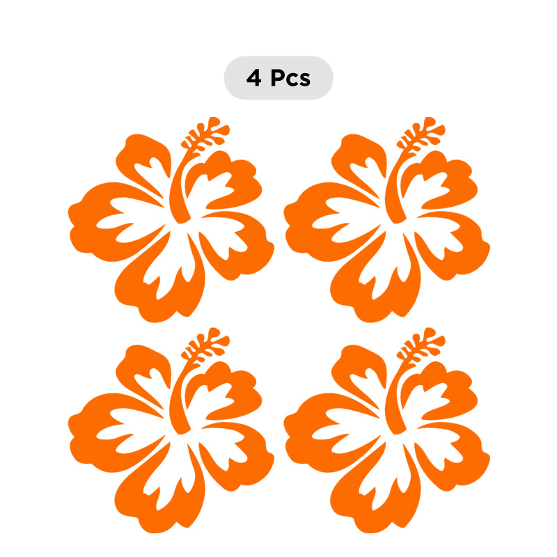 Hibiscus Flower Decal - Aloha Hawaii Set of 4 | Vinyl Sticker | Aarna Kraft Canada Orange