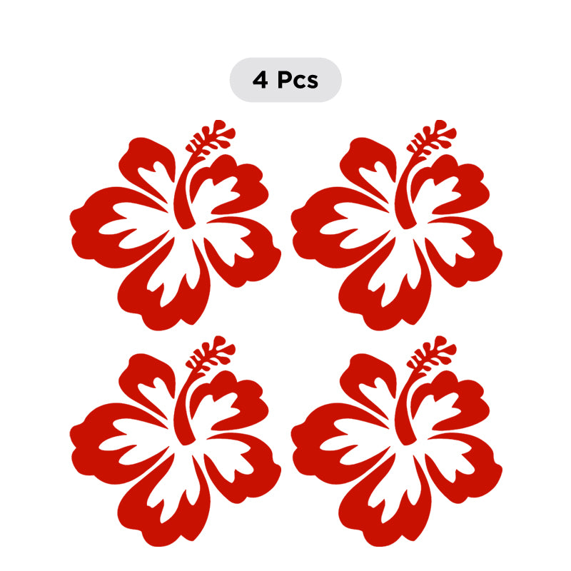 Hibiscus Flower Decal - Aloha Hawaii Set of 4 | Vinyl Sticker | Aarna Kraft Canada Red